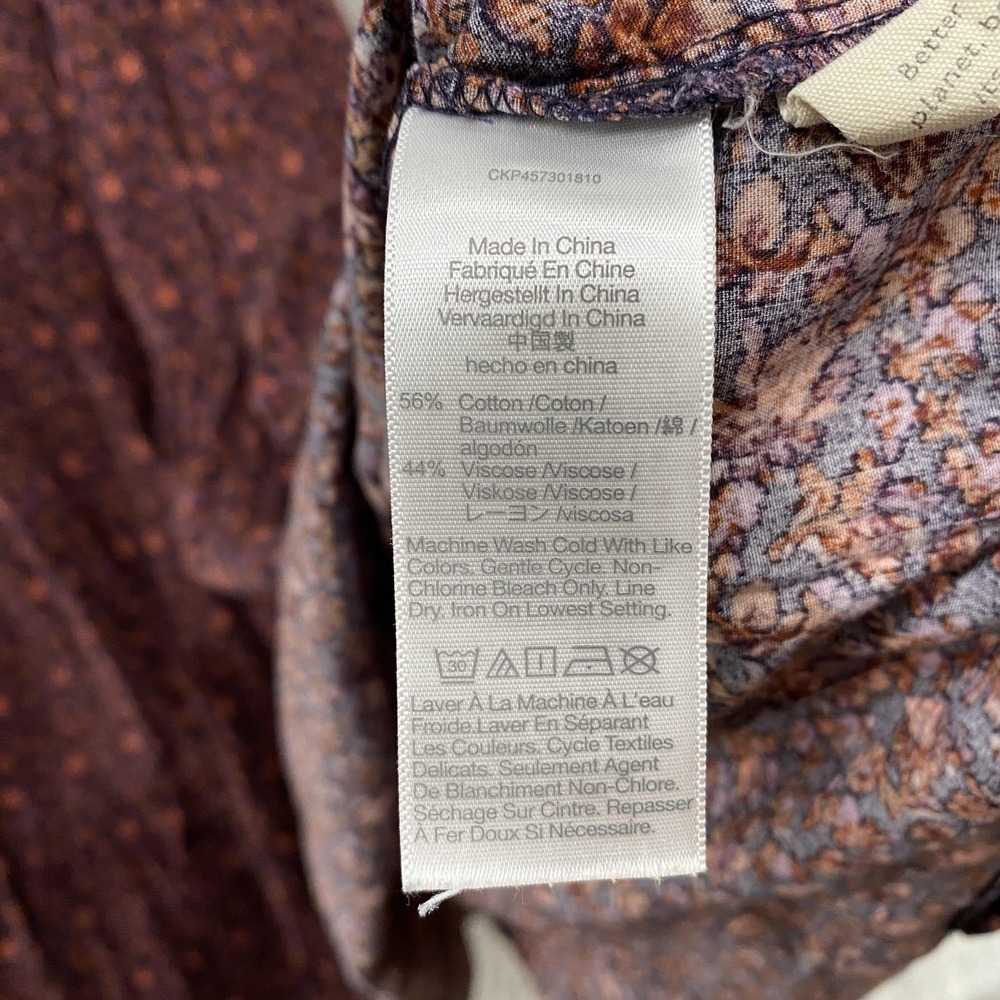 Madewell Midi Dress Womens 6 Rust Floral Square Neck Puff Sleeve Tiered Babydoll - Picture 7 of 13